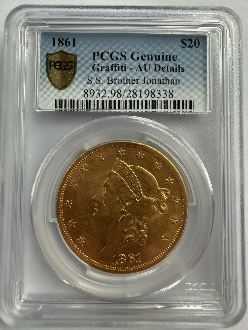 1861 Liberty Head Double Eagle recovered from the Brother Jonathan